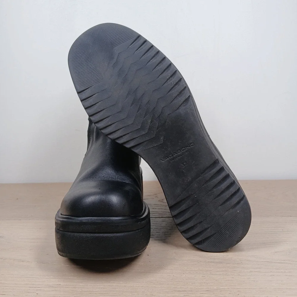 Vagabond Platform Chelsea Boots Women 7 Black Leather Chunky Platform Goth